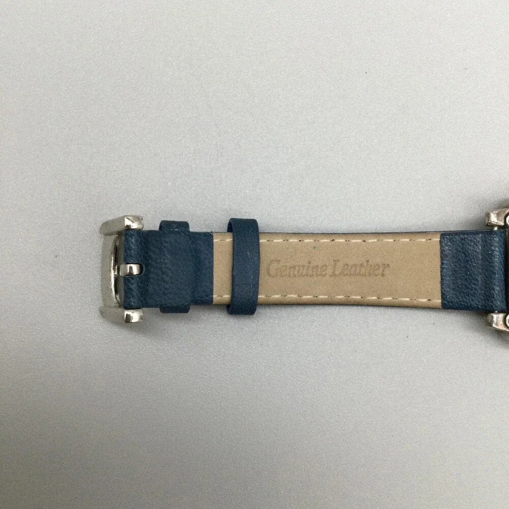 Ecclissi Womens Watch 30mm Blue Dial Sterling Silver Blue Leather New Battery